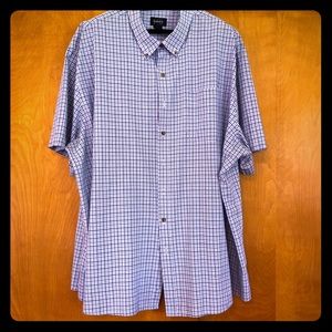 Harbor Bay Button Down Blue White Plaid Shirt 4XL